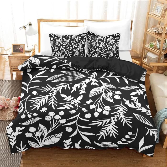 Housse De Couette 220X240 Cm Parure De Lit Adulte 2 Personnes Noire