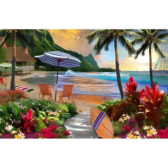 Diy Broderie Diamant Kit Complet Plage Coquille, 5D Diamond Painting Complet Conque Étoile De