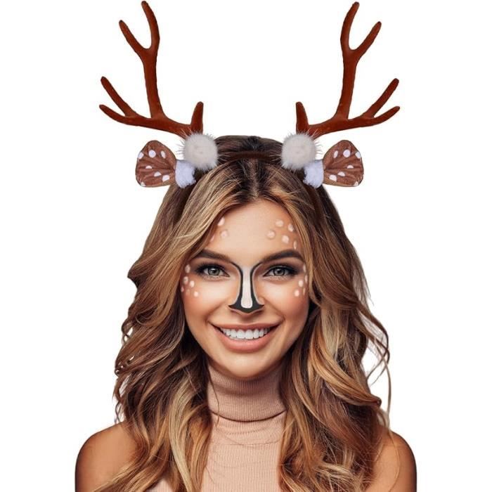 3 Pièces Serre-Tête Noël Renne Avec Cloche Et Arc - Accessoires Cheveux Fêtes De Noël