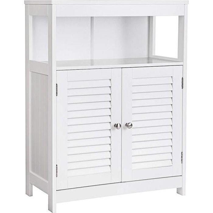 Meuble Bas De Salle De Bain Armoire Toilette Buffet Commode Blanc 60 X 30 X 80 Cm L X L X H Cdiscount Maison