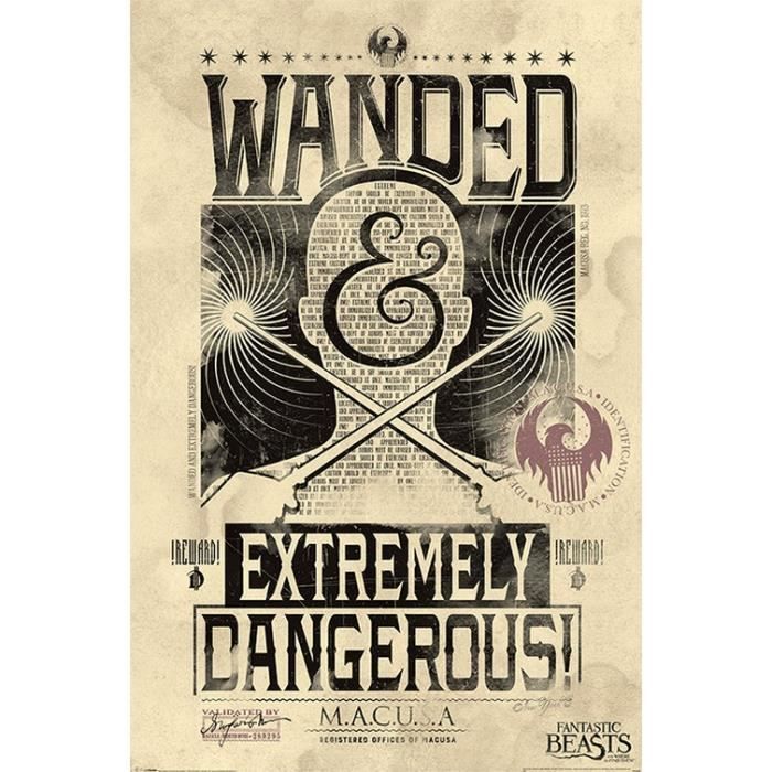 Fantastic Beasts Les Animaux Fantastiques Extremely Dangerous 61x91 5cm Affiche Poster Achat Vente Affiche Poster Cdiscount