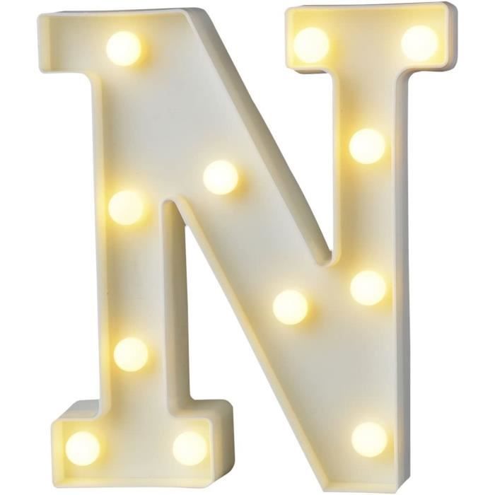 Lettres Lumineuses LED Alphabet Et Chiffres - Lampe Décorative Pour Anniversaire, Noël, Mariage - Fonctionne Sur Piles - 10