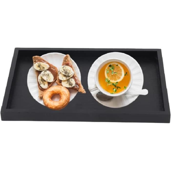 Plateau À Thé, Plateau À Thé En Bois Massif De Forme Rectangulaire Café