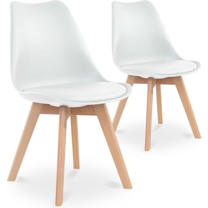lot de 2 chaises style scandinave catherina blanc achat vente chaise cdiscount