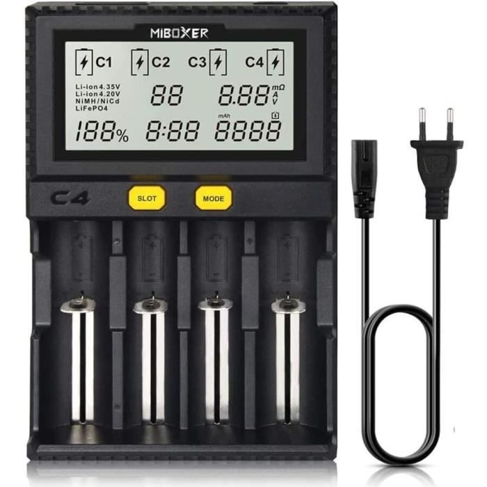 XTAR VC4, Caricabatterie 18650 A 4 alloggiamenti 18650, Caricabatterie Rapido Con Display LCD, per Batterie Ricaricabili