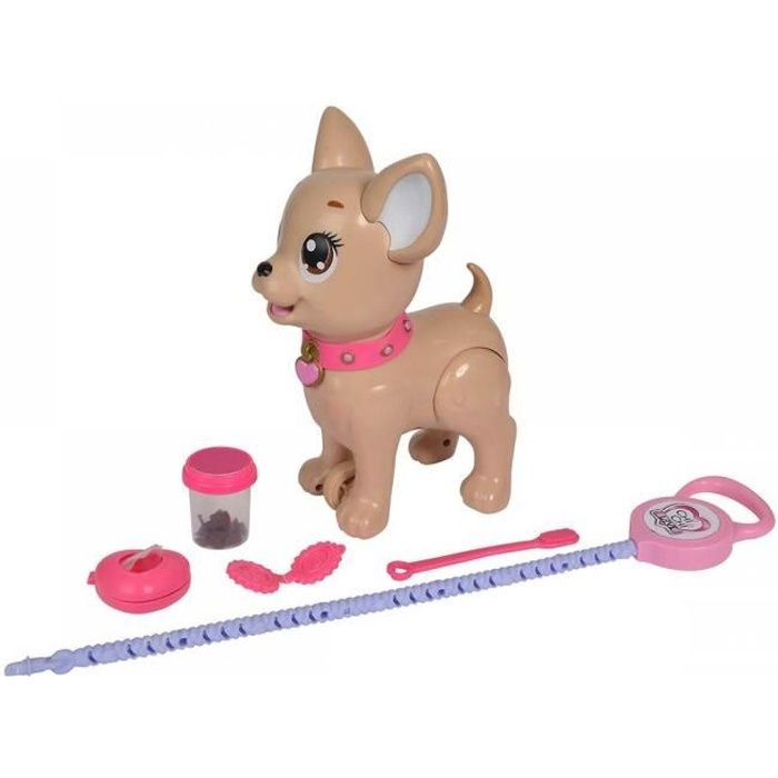 Peluche interactive - Simba - Chi Chi Love Poo Poo Puppy - Marron et rose - Pour enfant