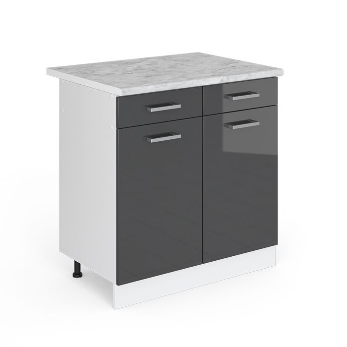 Meuble de cuisine VICCO - Meuble bas tiroir 80 cm - Gris brillant