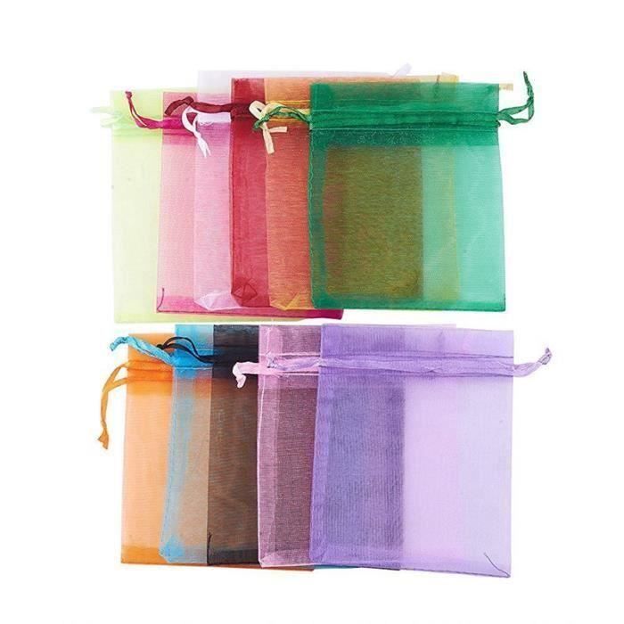 Sacs Chytaii Lot de 100pcs Sachets Pochettes Cadeau en Organza Sac à Bijoux Idéales pour Bijoux Cadeaux Bonbons pour la Fête de Mariage 