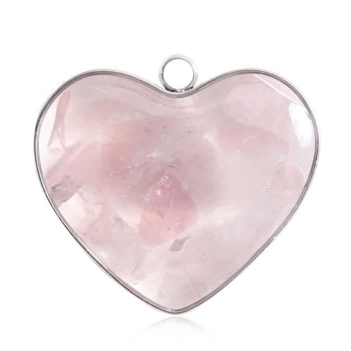 Pendentif Goutte Quartz Rose 