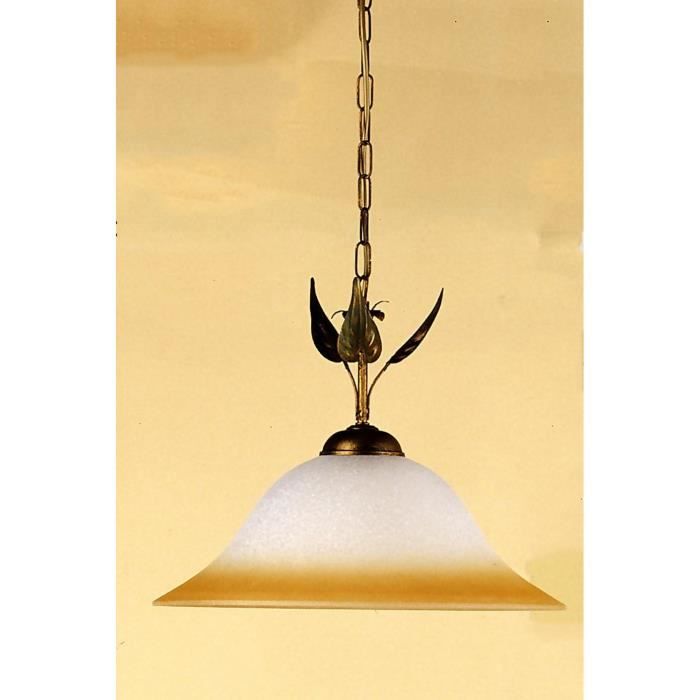 ONLI Applique Murale Forgiata Métal Marron Doré Avec Verre Ambre - Luminaire Classique Et Élégant Pour Salon, Chambre Ou Cuisine