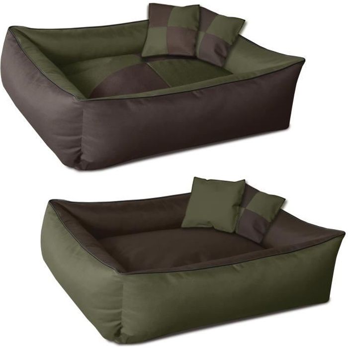 Comparer les prix de BedDog MAX QUATTRO 2en1, lit pour chien , Panier corbeille, coussin de chien [XXL env. 120x85cm, MYSTIC (vert/brun)]