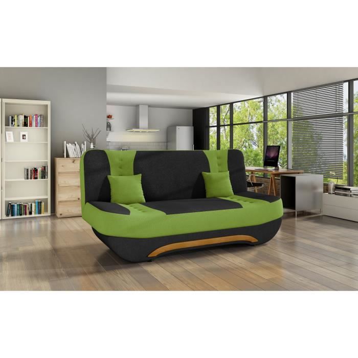 Canapé en lit Convertible avec Coffre 3 Places de Rangement Relax - clic clac, Banquette - en Tissu FEBA (Noir + Vert)