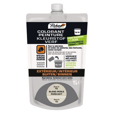 Colorant 1l Blanc Perle Gris Clair Gros Chantier A Melanger Diluer Pour 10 A 12l De Peinture Blanche