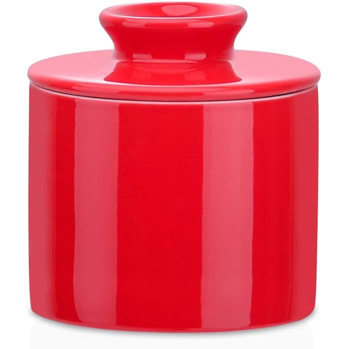 Beurrier En Porcelaine Avec Refroidissement à Eau - Garde Le Beurre Mou Et Tartinable, Lavable Au Lave-vaisselle, Blanc