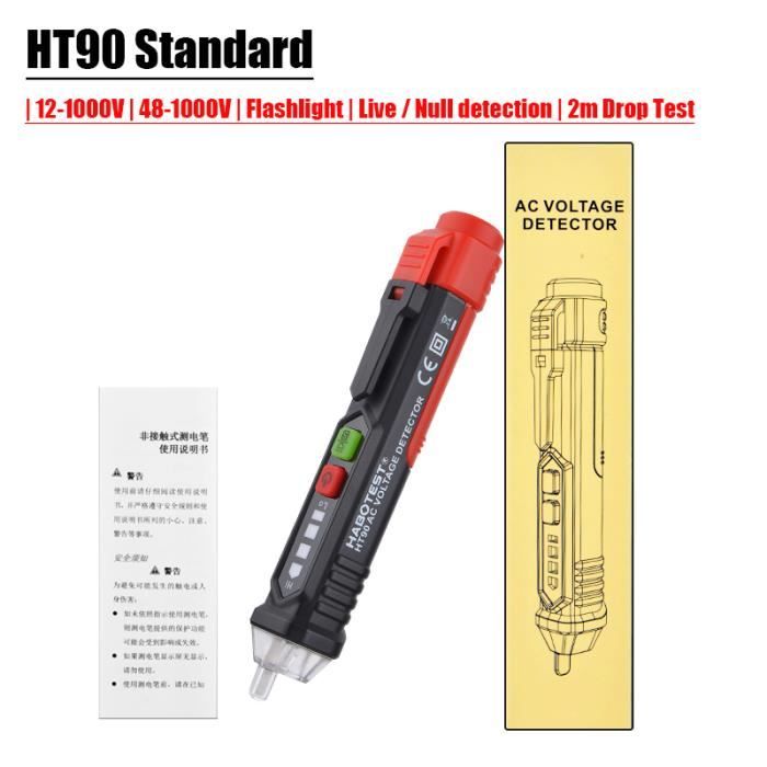 Testeur De Tension Numérique UT15C - Stylo Testeur Étanche AC/DC Avec Rotation De Phase Et Affichage LCD