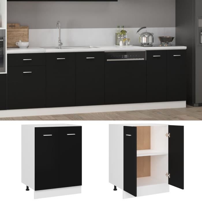 Armoire de cuisine - Aggloméré - Noir - 60x46x815 cm - Design simple - Espace de rangement optimisé