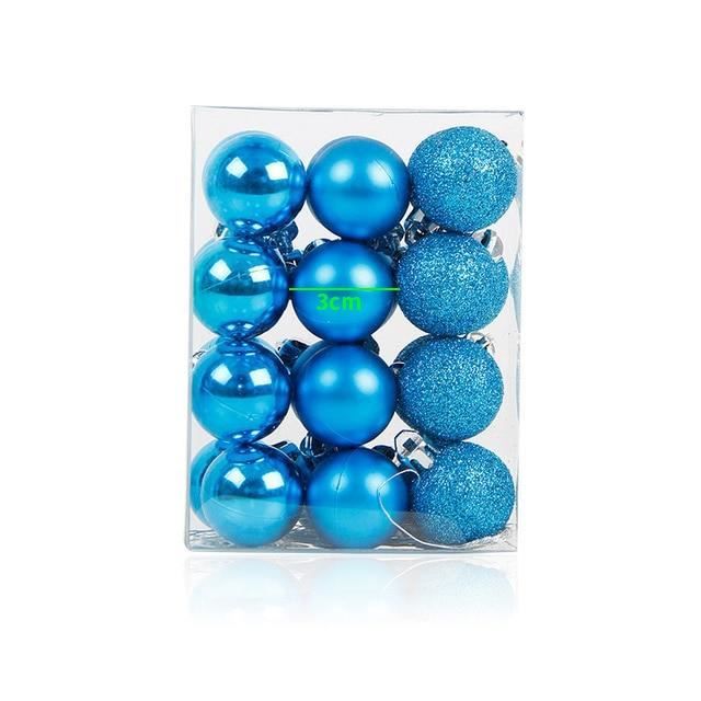 Lac bleu Boule de sapin de noël 2023, ensemble de 24 pièces, 3cm, pendentif, rouge, bleu marine