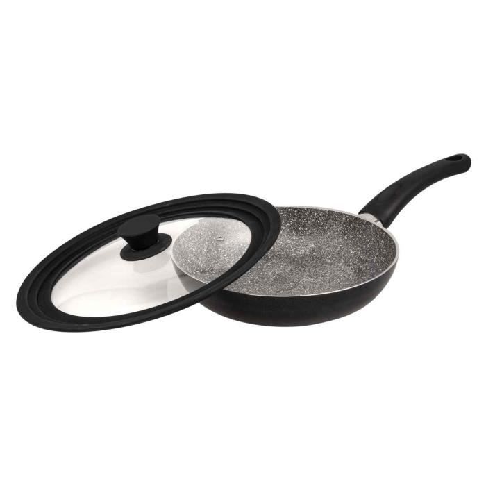 Poêle En Fonte 12 Pouces + Couvercle Verre – Idéale Pour Cuissons Saisies