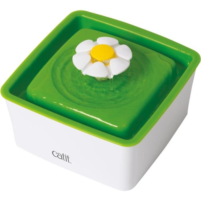 Fontaine à eau pour chat à fleur mini - CATIT - Flower mini - 1 5L - Accessible chatons et chats de petite taille - Vert