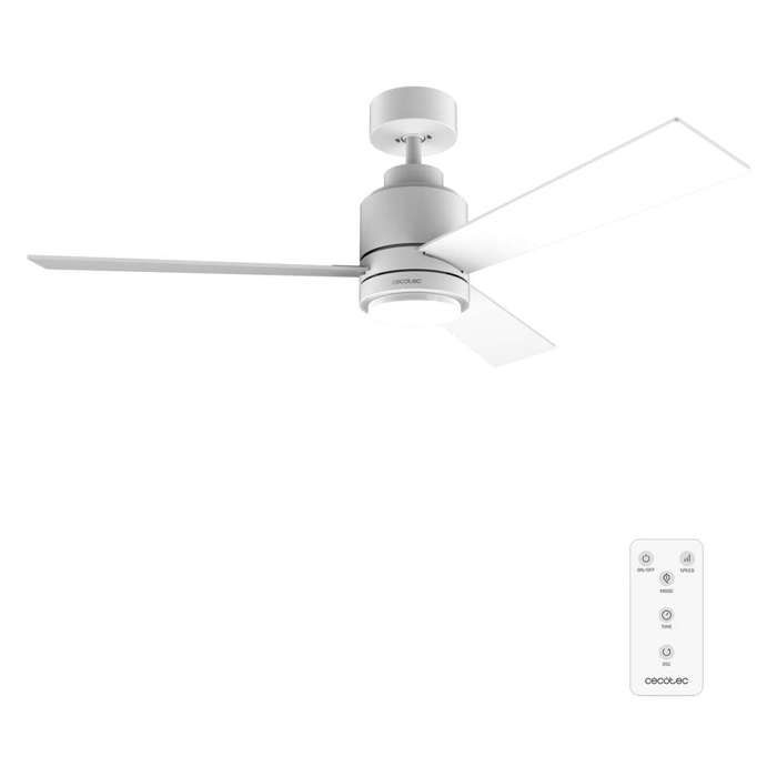 Cecotec Ventilateur de Plafond avec Lumière EnergySilence Aero 4850 Style Blanc: 30 W Diamètre 48 avec 3 Pales Télécommande - Cecotec