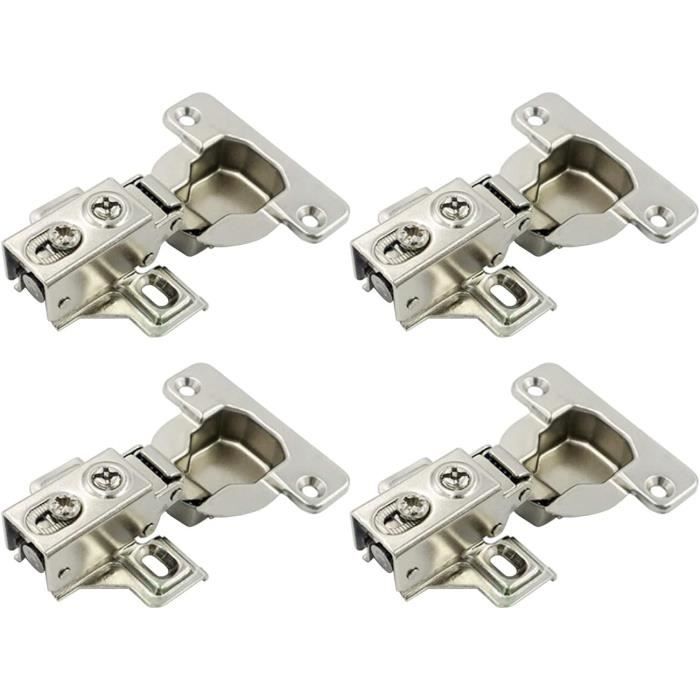 AERZETIX: 4 Charnières Invisibles 105° Avec Clip Amortisseur 3D Réglage