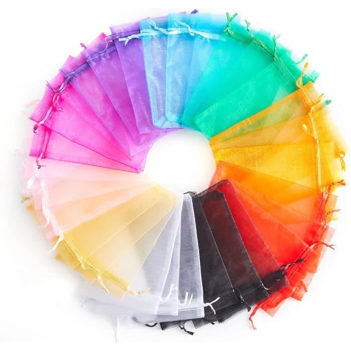Esteopt Lot De 50 Sachets En Organza Colorés - 15 X 20 Cm - Grand Sac