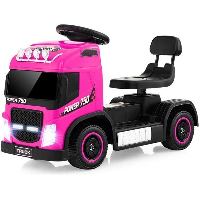 Voiture Électrique Enfants 6V Camion - COSTWAY - Rose - siège réglable en hauteur - 18 à 72 mois - 20 kg