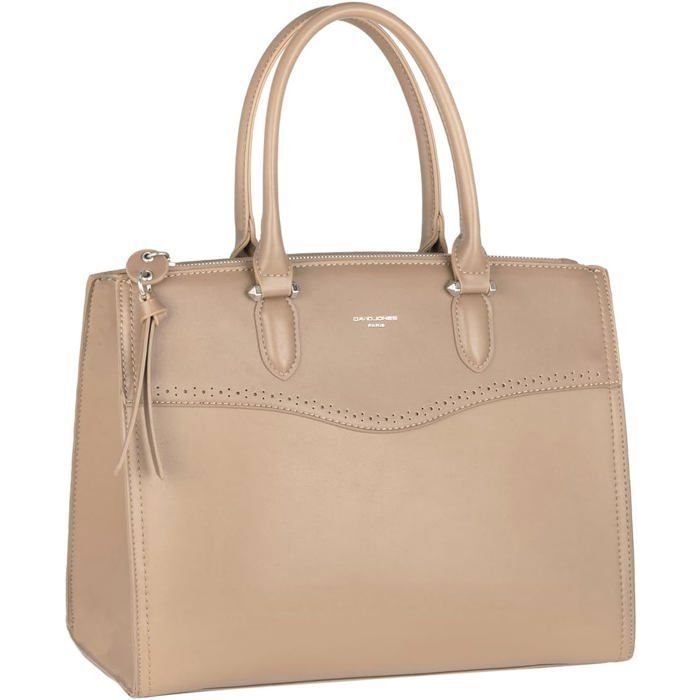 Grand Sac à Main - David Jones - Cabas Fourre-Tout Femme Cuir PU Porté Epaule Bandoulière 2 Compartiments Multi Poche - Beige Taupe Grand Sac à Main - David Jones - Cabas Fourre-Tout Femme Cuir PU Porté Epaule Bandoulière 2 Compartiments Multi Poche - Beige Taupe