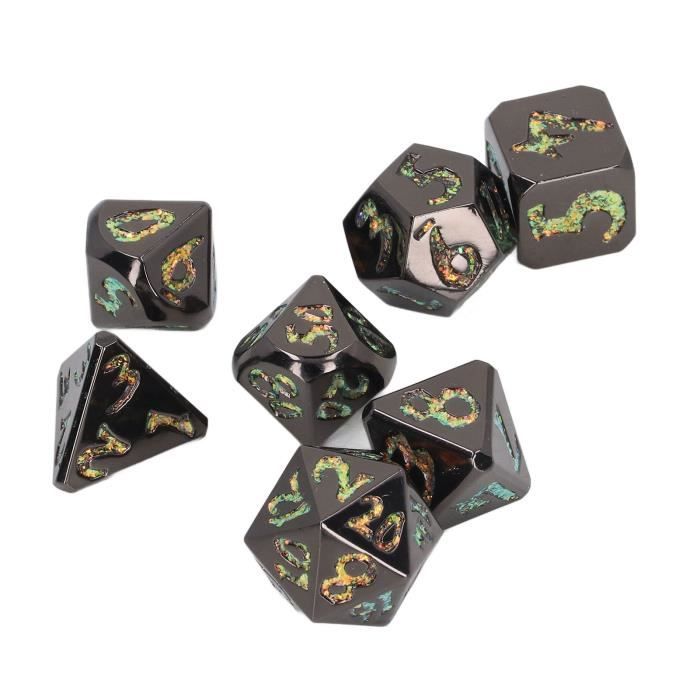 Acheter Jeu de dés polyédriques en métal creux mdn, 7 pièces pour jeu de rôle sur Table