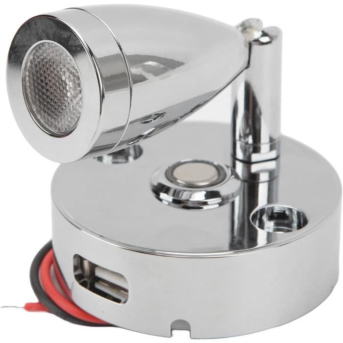 Lampe Murale LED Pour Camping-car, Bateau, Van – 12V DC – 230 Lumens – Port USB – 3 Couleurs Au Choix – Aluminium Et Acier Inox