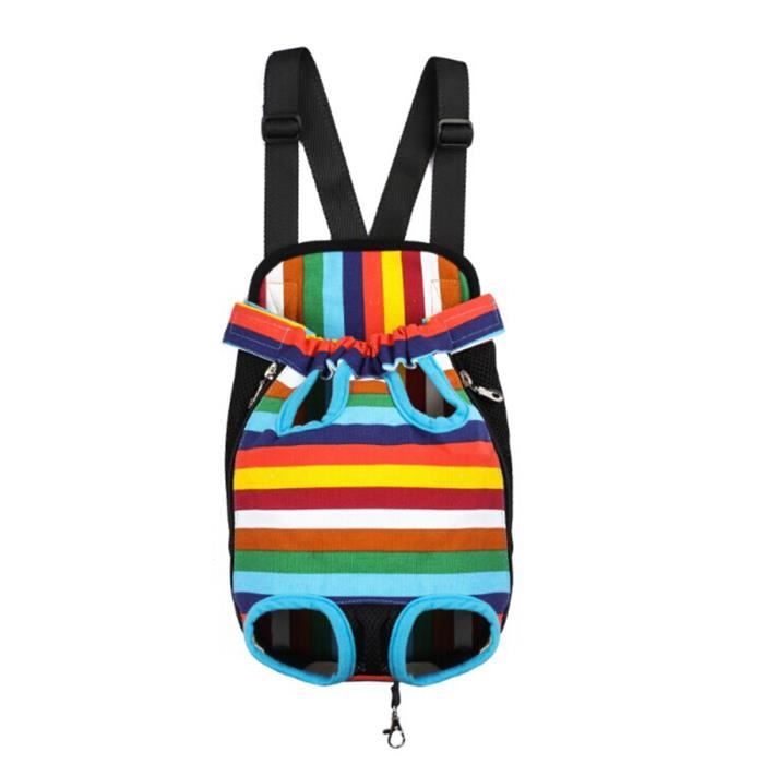 Meilleurs prix pour Sac De Transport Ventral Poitrine Pour Animaux Chien Chat- Taille XL-Rayure Colorée