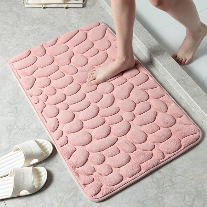 Tapis De Bain En Mousse Mémoire De Forme 40x60 Cm - Absorbant, Antidérapant, Lavable Machine, Couleur Beige