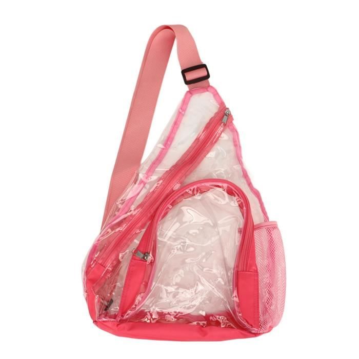 Sac à Cordon Transparent - PVC, Dimensions 34x45 Cm, étanche, Avec Poche Filet, Pour Sport, Piscine, Voyage