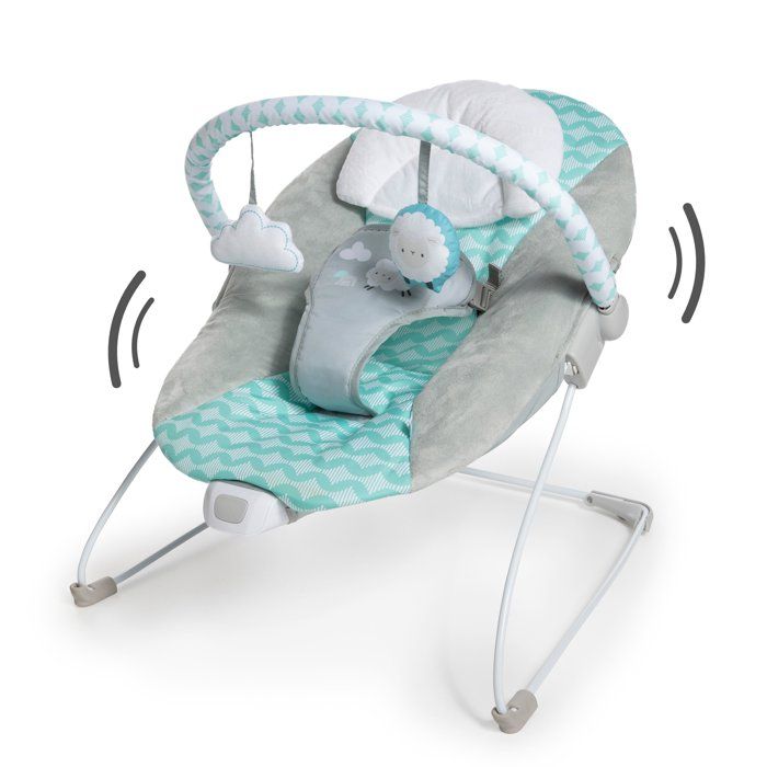 INGENUITY Transat bébé Nuages Goji Vibrations apaisantes Arche déveil avec 2 peluches Cale tête amovible cadeau bébé