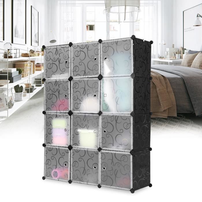 Langria Armoire Penderie Motif 12 Cubes Storage Modulable Meuble