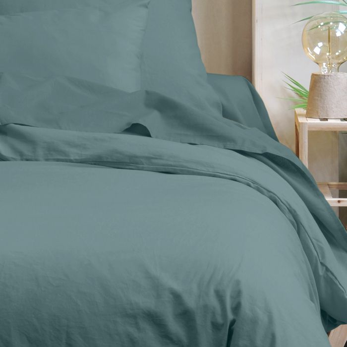 Taie de traversin unie en coton bio Vert 45x185 cm