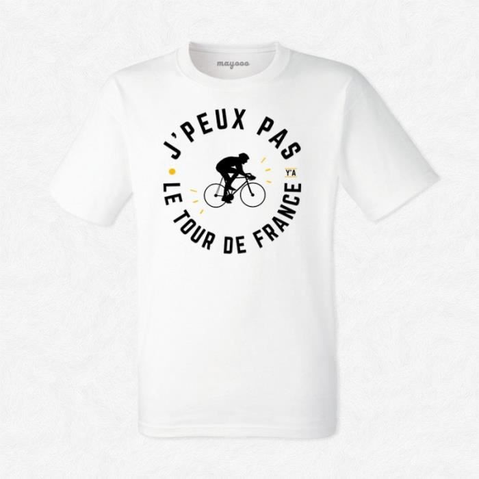 T Shirt J Peux Pas Y A Le Tour De France Blanc Achat Vente T Shirt Cdiscount