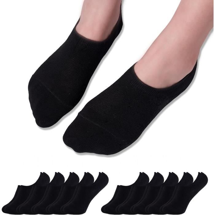 10 Paires Chaussette Basse Femme Homme Unisexe Invisible Sport Antiderapante Respirantes Socquettes CHAUSSETTES SOQUETTES Noir