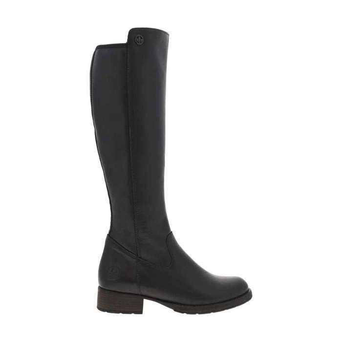Bottes Tout Cuir Embossé Noir - Taille 36, Talon Haut Plateforme - Occasion Bon état
