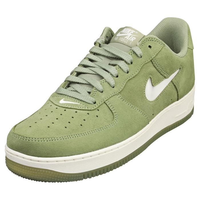 Baskets Nike AIR FORCE 1 LOW RETRO Homme Vert Blanc Daim Lacets 47.5 EU Vert blanc Cdiscount Chaussures
