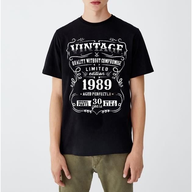 19 Details Sur Le T Shirt Anniversaire Homme 30 Ans Est 19 Vintage Man Fortieth Cadeau De 30 Ans Noir Achat Vente T Shirt Soldes Cdiscount