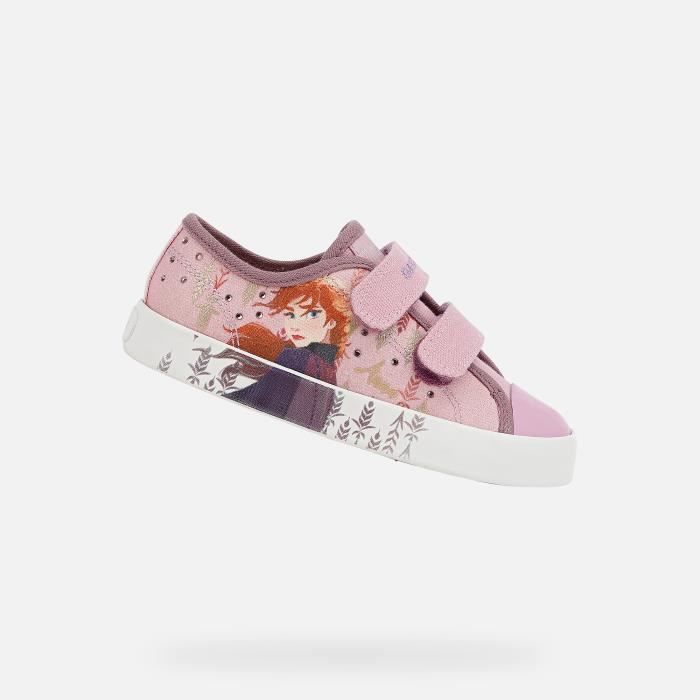 Baskets basses Geox JR CIAK Fille Rose La Reine des Neiges Textile Lacets