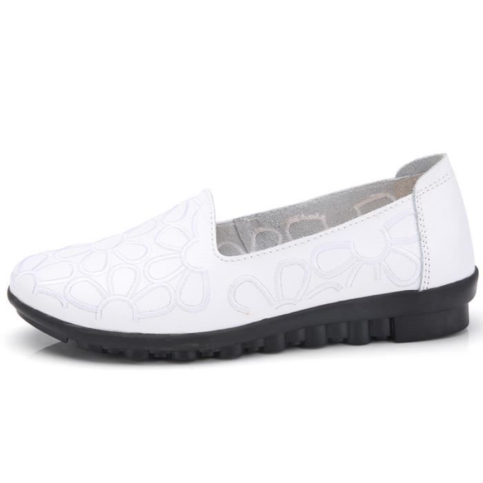 Chaussures Femme en Cuir Blanc Marque de Luxe Nouvelle Collection