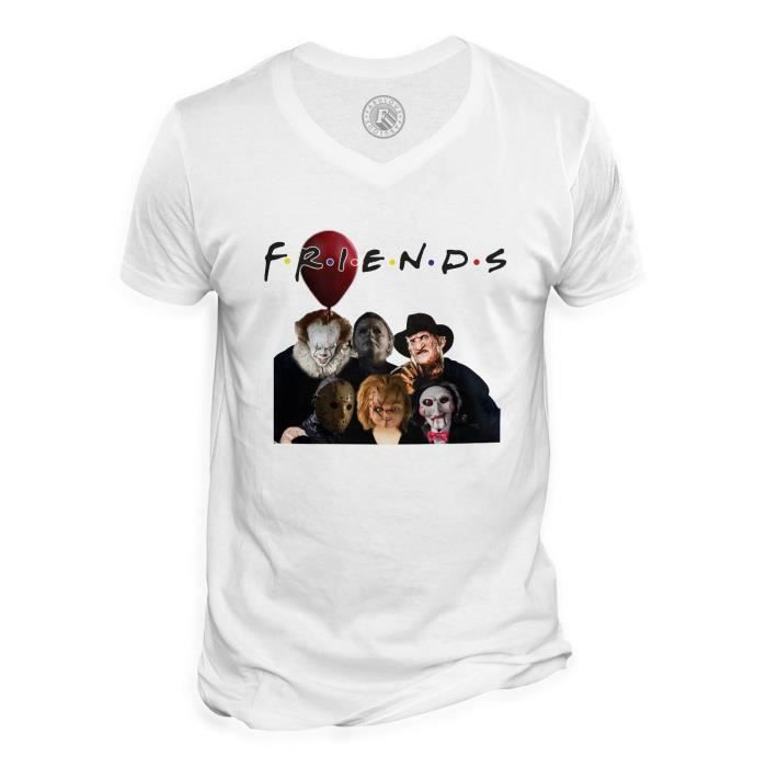 T shirt Homme Col V Friends Film Horreur Parodie Film Series