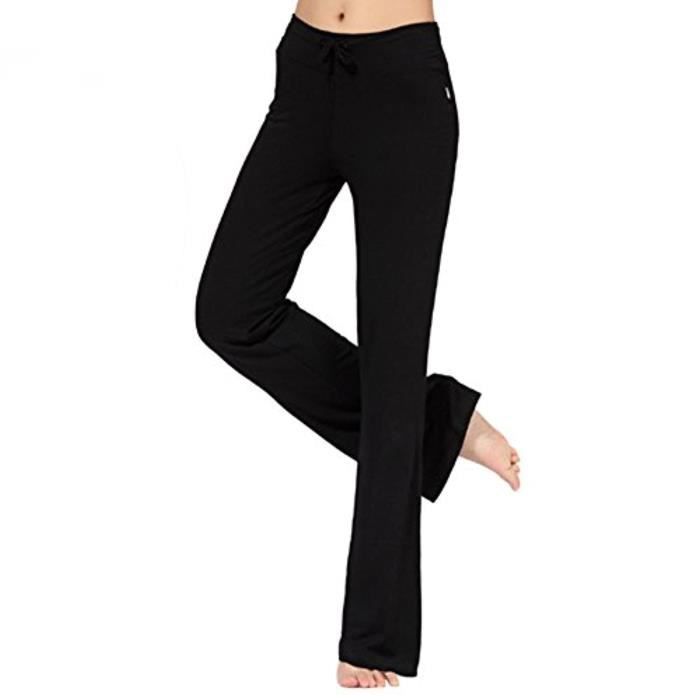 Pantalon Yoga Femme Modal Poches – Taille Haute, Jambe Droite, Ultra Confort Cordon Réglable