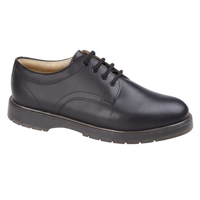 Chaussures habillees pour homme Grafters en cuir cire noir a lacets et semelle en caoutchouc nitrile et PVC Noir Cdiscount Chaussures