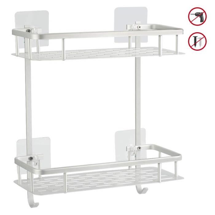Etagere De Douche Etagere De Salle De Bain Sans Forage Aluminium Antirouille Stockage Rangement 2 Tablettes Pour Shampoing Savon Achat Vente Porte Accessoire Etagere De Douche Etagere Cdiscount