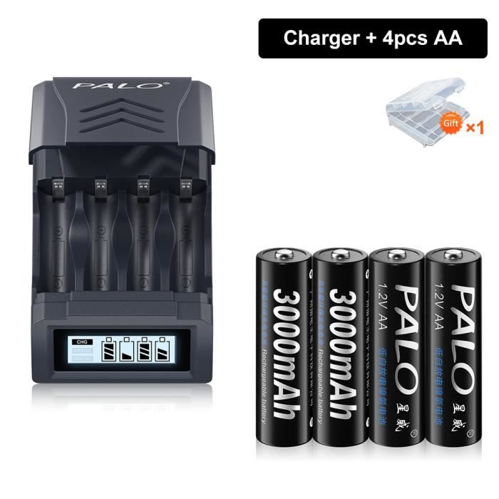 LCD 4 Emplacements Chargeur De Piles Rechargeables Pour AAA AA NI-MH