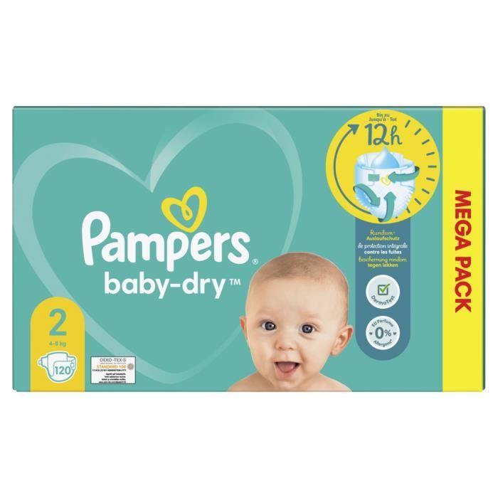 PAMPERS Babydry couches taille 2 (48kg) 120 couches Cdiscount
