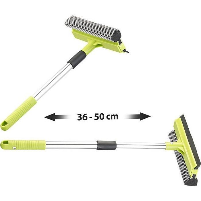 DocaPole Kit Raclette + Lave-Vitre Multi-Angle – 3 Lames 25/30/35 Cm, Microfibre Chenille Amovible, Double Pivot, Pour Manche Télescopique (vendu Séparé)